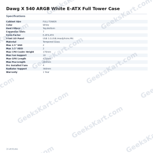 Dawg X 540 ARGB White E-ATX Full Tower Case