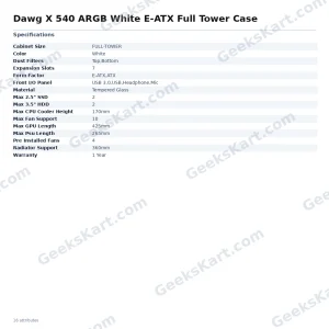 Dawg X 540 ARGB White E-ATX Full Tower Case