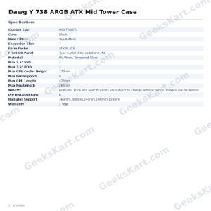 Dawg Y 738 ARGB ATX Mid Tower Case