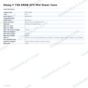Dawg Y 738 ARGB ATX Mid Tower Case