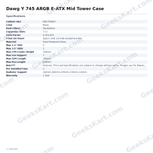 Dawg Y 745 ARGB E-ATX Mid Tower Case