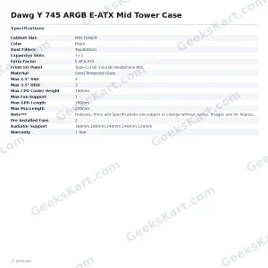 Dawg Y 745 ARGB E-ATX Mid Tower Case