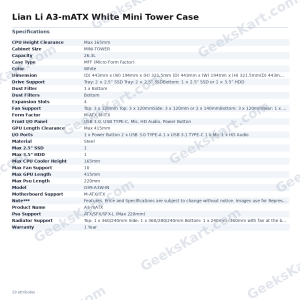 Lian Li A3-mATX White Mini Tower Case
