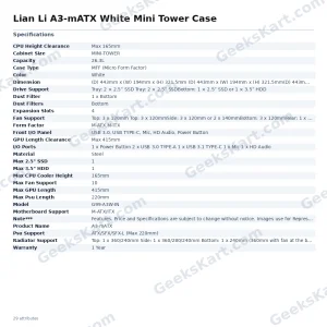 Lian Li A3-mATX White Mini Tower Case