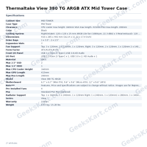 Thermaltake View 380 TG ARGB ATX Mid Tower Case