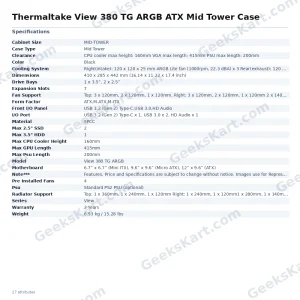 Thermaltake View 380 TG ARGB ATX Mid Tower Case