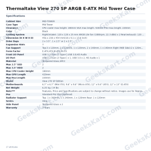 Thermaltake View 270 SP ARGB E-ATX Mid Tower Case