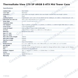 Thermaltake View 270 SP ARGB E-ATX Mid Tower Case