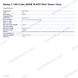 Dawg Y 740 Cube ARGB M-ATX Mini Tower Case