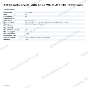 Ant Esports Crystal ARC ARGB White ATX Mid Tower Case