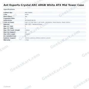 Ant Esports Crystal ARC ARGB White ATX Mid Tower Case