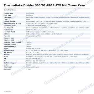 Thermaltake Divider 300 TG ARGB ATX Mid Tower Case