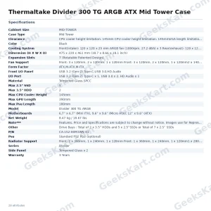 Thermaltake Divider 300 TG ARGB ATX Mid Tower Case