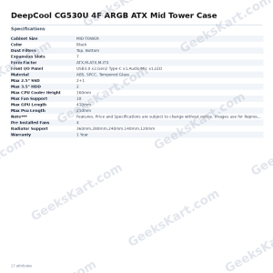 DeepCool CG530U 4F ARGB ATX Mid Tower Case