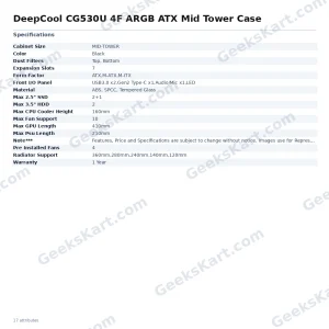 DeepCool CG530U 4F ARGB ATX Mid Tower Case