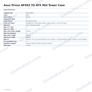 Asus Prime AP303 TG ATX Mid Tower Case