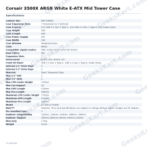 Corsair 3500X ARGB White E-ATX Mid Tower Case