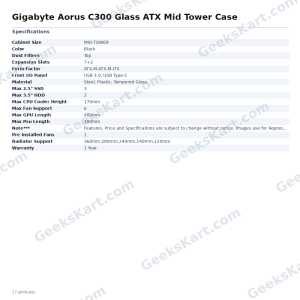Gigabyte Aorus C300 Glass ATX Mid Tower Case