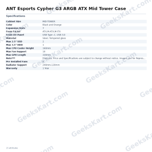 ANT Esports Cypher G3 ARGB ATX Mid Tower Case