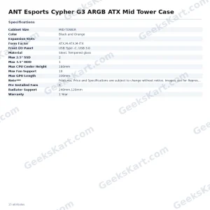 ANT Esports Cypher G3 ARGB ATX Mid Tower Case