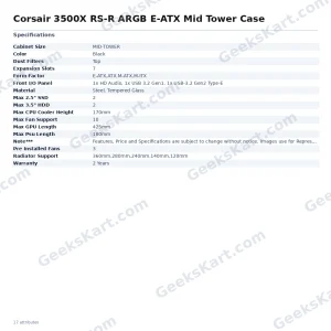 Corsair 3500X RS-R ARGB E-ATX Mid Tower Case