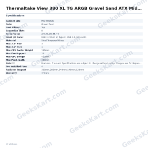 Thermaltake View 380 XL TG ARGB Gravel Sand ATX Mid Tower Case