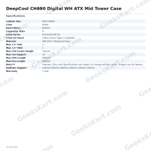 DeepCool CH690 Digital WH ATX Mid Tower Case