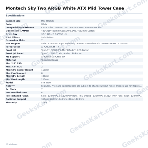 Montech Sky Two ARGB White ATX Mid Tower Case
