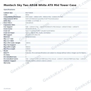 Montech Sky Two ARGB White ATX Mid Tower Case