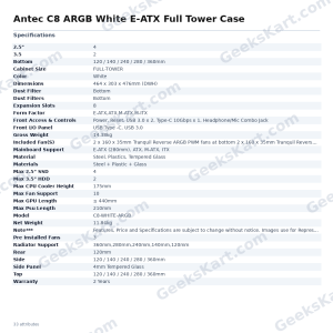 Antec C8 ARGB White E-ATX Full Tower Case