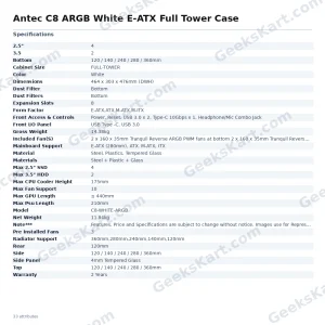 Antec C8 ARGB White E-ATX Full Tower Case