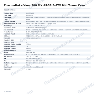 Thermaltake View 300 MX ARGB E-ATX Mid Tower Case