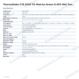 Thermaltake CTE E550 TG Matcha Green E-ATX Mid Tower Case