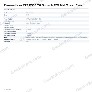 Thermaltake CTE E550 TG Snow E-ATX Mid Tower Case