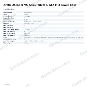 Arctic Xtender VG ARGB White E-ATX Mid Tower Case