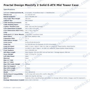 Fractal Design Meshify 2 Solid E-ATX Mid Tower Case