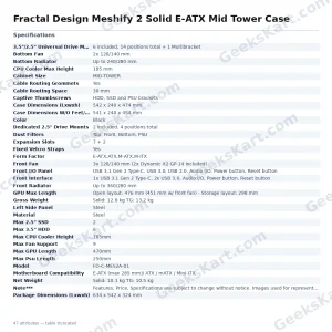 Fractal Design Meshify 2 Solid E-ATX Mid Tower Case