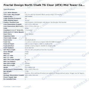 Fractal Design North Chalk TG Clear (ATX) Mid Tower Cabinet (White)