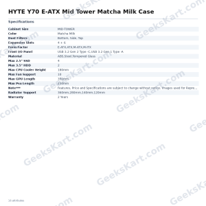 HYTE Y70 E-ATX Mid Tower Matcha Milk Case