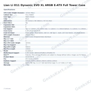 Lian Li O11 Dynamic EVO XL ARGB E-ATX Full Tower Case