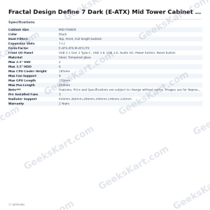 Fractal Design Define 7 Dark (E-ATX) Mid Tower Cabinet (Black)