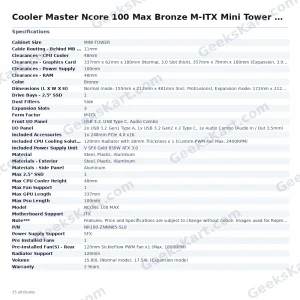 Cooler Master Ncore 100 Max Bronze M-ITX Mini Tower Case