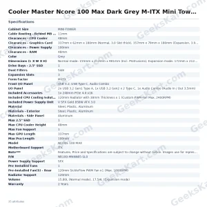 Cooler Master Ncore 100 Max Dark Grey M-ITX Mini Tower Case