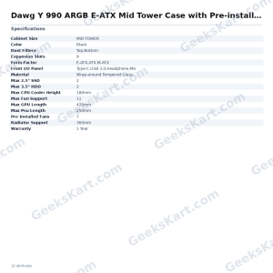 Dawg Y 990 ARGB E-ATX Mid Tower Case with Pre-installed 360mm AIO Cooler