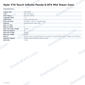 Hyte Y70 Touch Infinite Panda E-ATX Mid Tower Case