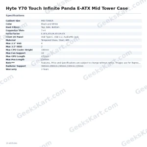 Hyte Y70 Touch Infinite Panda E-ATX Mid Tower Case