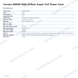 Corsair 9000D RGB Airflow Super Full Tower Case
