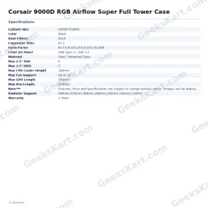 Corsair 9000D RGB Airflow Super Full Tower Case