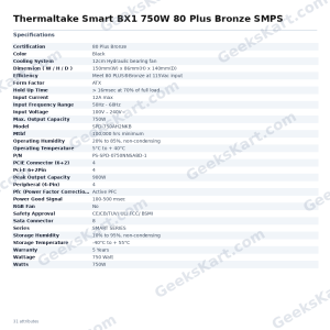 Thermaltake Smart BX1 750W 80 Plus Bronze SMPS