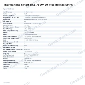 Thermaltake Smart BX1 750W 80 Plus Bronze SMPS